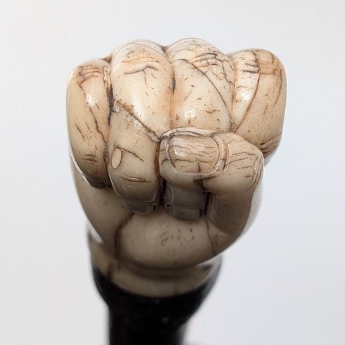 古董英國骨質拳形圓柄手杖,85 厘米